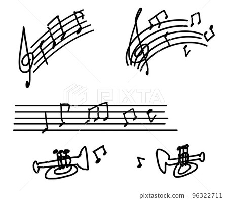 Line drawing material with the image of music Line drawing material with the image of music 96322711