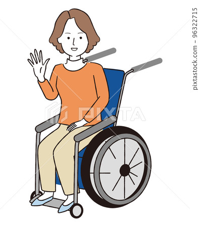 A disabled woman in a wheelchair, a society of understanding and consideration 96322715