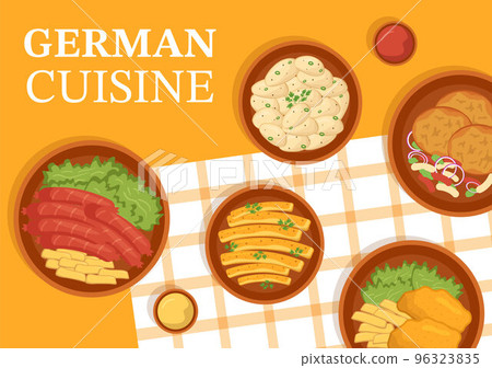 German Food Restaurant with Collection of Delicious Cuisine Traditional and Drinks in Flat Cartoon Hand Drawn Templates Illustration German Food Restaurant with Collection of Delicious Cuisine Traditional and Drinks in Flat Cartoon Hand Drawn Templates Illustration 96323835