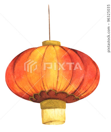 Traditional Chinese lantern. Watercolor illustration. 96325035