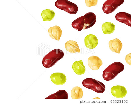 Hand-painted watercolor mixed beans illustration rectangular frame right 96325192