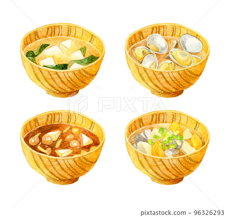 味噌湯套裝 日本手繪水彩插圖 味噌湯套裝 日本手繪水彩插圖 96326293