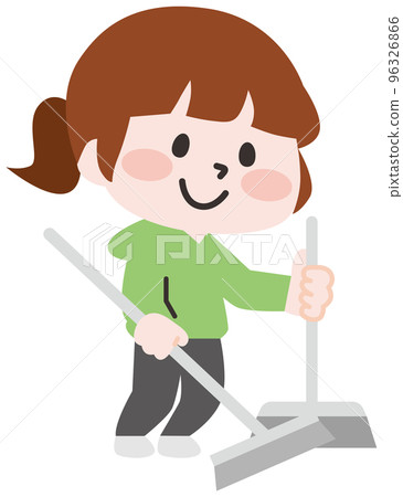 女人掃地的插圖 96326866