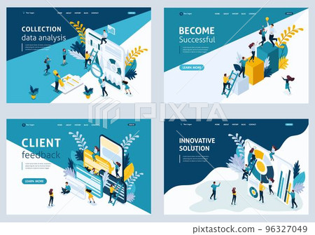 Website Template Landing page Isometric recruiting, data collection, marketing research, customer Reviews and comments. Easy to edit and customize, ui ux 96327049