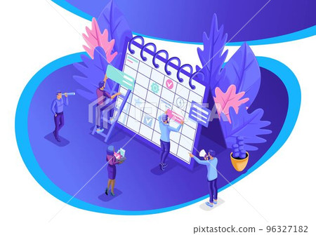 Isometric design concept businessmen work, Scheduling for a website, Business planning, time management. Vector illustration Isometric design concept businessmen work, Scheduling for a website, Business planning, time management. Vector illustration 96327182