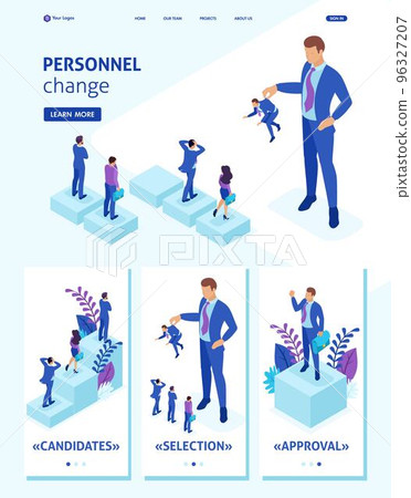 Isometric Website Template Landing page personnel change, the big boss keeps the employee the rest are afraid. Adaptive 3D 96327207