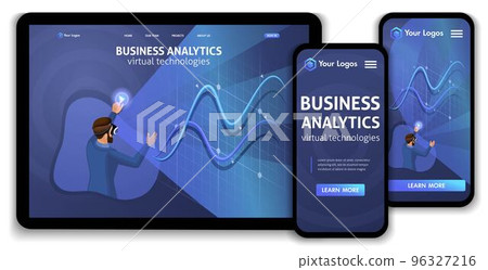 Landing page Isometric Concept business analysis, virtual technologies. Website template design. Easy to edit and customize, Responsive ui ux Landing page Isometric Concept business analysis, virtual technologies. Website template design. Easy to edit and customize, Responsive ui ux 96327216