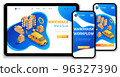 Website Template Landing page Isometric concept warehouse workflow, Warehouse Logistic, trucking, support 24 7. Easy to edit and customize, adaptiive ui ux 96327390