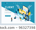Website Template Landing page Isometric concept young entrepreneurs, customer Reviews and comments. Easy to edit and customize 96327398
