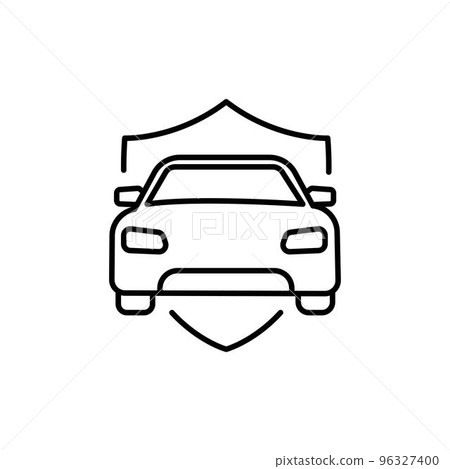 Shield and car. Insurance. linear icon. Line with Editable stroke Shield and car. Insurance. linear icon. Line with Editable stroke 96327400