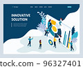 Website Template Landing page Isometric concept young entrepreneurs, marketing research, innovative solution. Easy to edit and customize 96327401