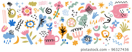 Cutout contemporary flowers and shapes collection Cutout contemporary flowers and shapes collection 96327436