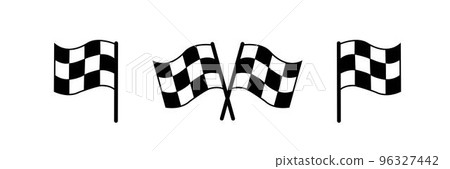 Two Checker Flags Crossed Isolated on a White Background. Two Checker Flags Crossed Isolated on a White Background. 96327442