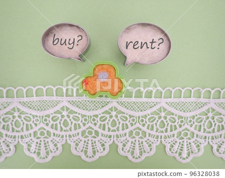 Buy in car and speech bubble? Borrow? word of 96328038