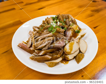 Taiwanese braised dishes with dried tofu,vegetarian chicken and sliced pig's ear. 96328401