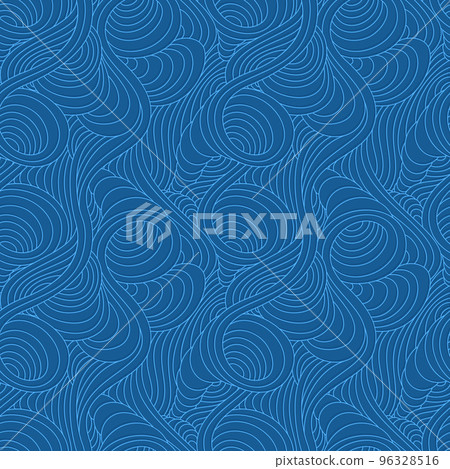 Seamless vector linear pattern of blue smooth lines of spirals and swirls. Marine seamless texture of thin graceful lines and arcs. Seamless vector linear pattern of blue smooth lines of spirals and swirls. Marine seamless texture of thin graceful lines and arcs. 96328516