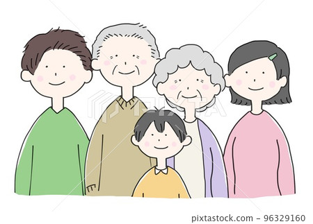 Illustration of a family of five Illustration of a family of five 96329160