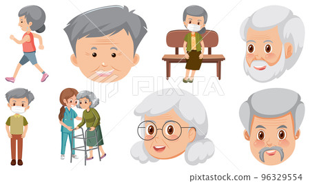 Collection of elderly people icons Collection of elderly people icons 96329554