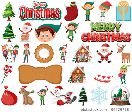Christmas characters and elements set 96329788