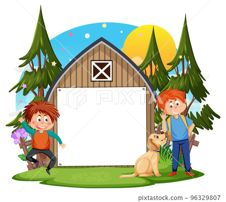 Empty board template with cartoon character Empty board template with cartoon character 96329807