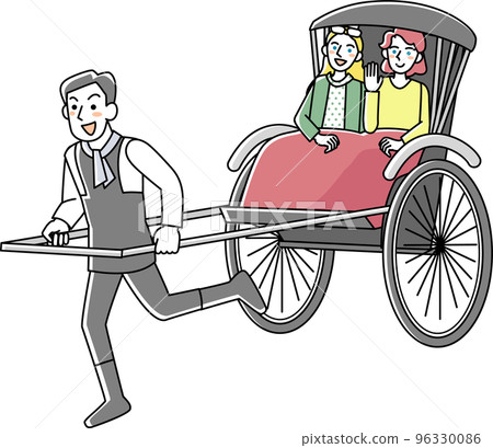 一位在旅遊景點騎人力車的外國女遊客 一位在旅遊景點騎人力車的外國女遊客 96330086