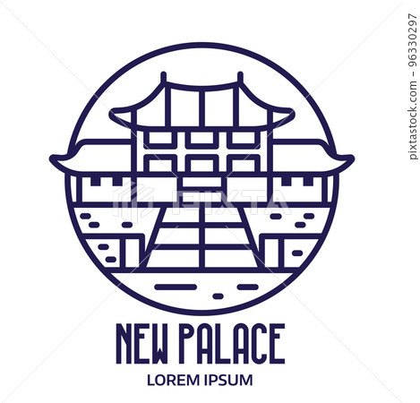Asian Castle or Palace Logo in Line Art Asian Castle or Palace Logo in Line Art 96330297