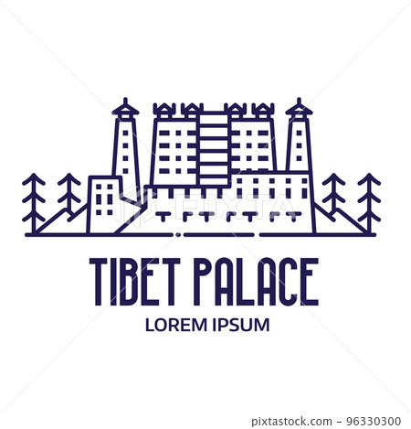 Dalai Lama Tibet Palace Icon in Line Art Dalai Lama Tibet Palace Icon in Line Art 96330300