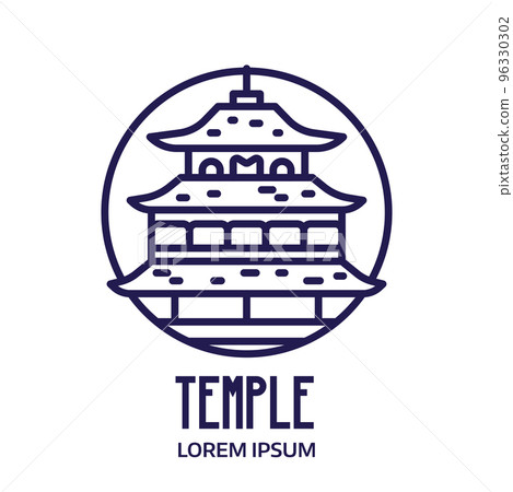 Asian Temple or Palace Logo in Line Art Asian Temple or Palace Logo in Line Art 96330302