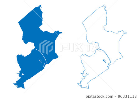 IJsselmeer and Markermeer lake (Kingdom of the Netherlands) map vector illustration, scribble sketch Lake IJssel and Markermeer map 96331118