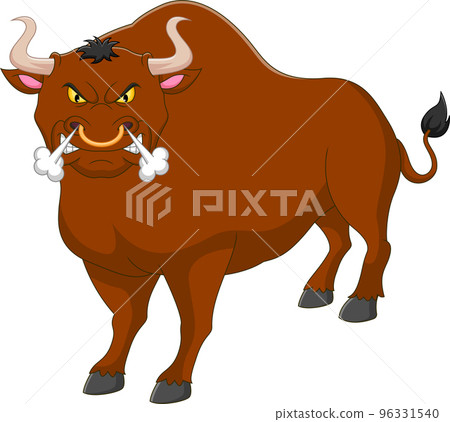 angry bull cartoon on white background 96331540