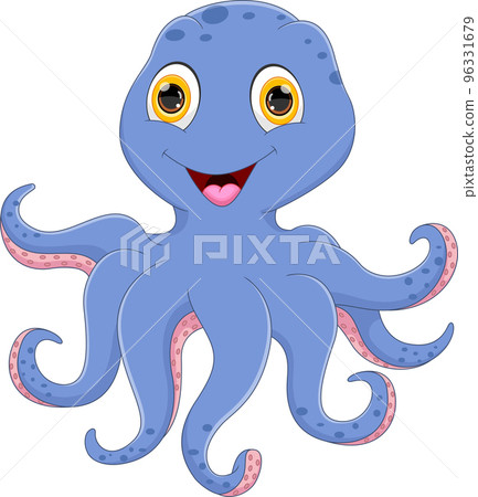 cartoon cute octopus on white background 96331679