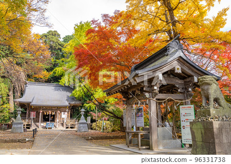 Mutsu Sojagu Worship Hall, Chozuya, Komainu, Autumn Leaves 96331738