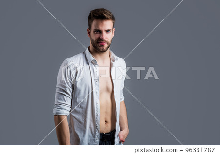 male with fashionable groomed hair and beard, sexyality 96331787