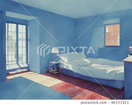 淺藍色臥室生成AI 96331921