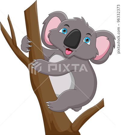 cartoon cute koala on a tree on white background cartoon cute koala on a tree on white background 96332373