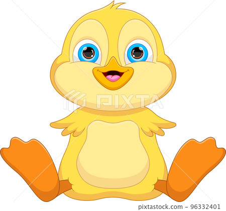 cute baby duck cartoon on white background 96332401