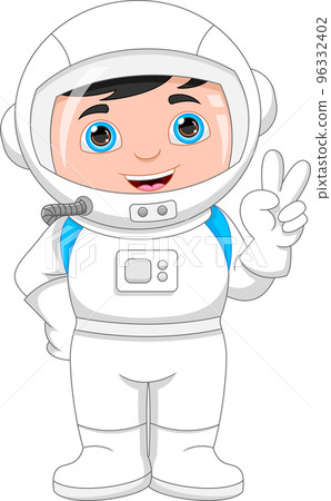 cute boy wearing astronaut costume on white background 96332402