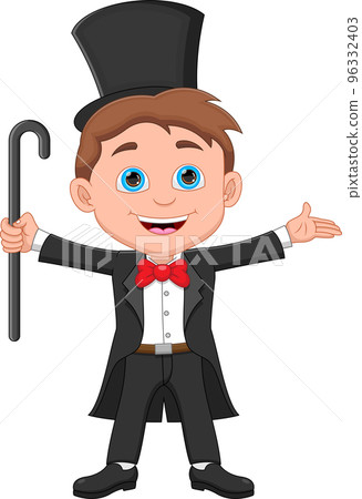 cute boy magician cartoon on white background cute boy magician cartoon on white background 96332403