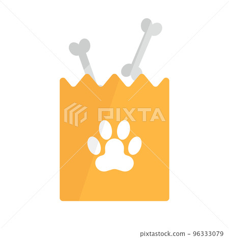 寵物食品袋和骨頭。狗糧。向量。 96333079