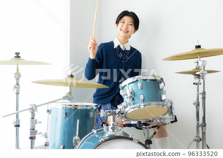Drummer high school girl drum class Drummer high school girl drum class 96333520