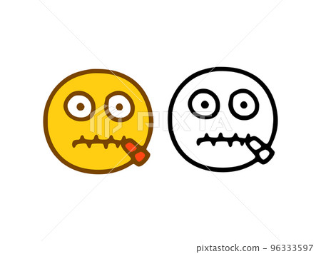 Closed mouth emoticon in doodle style isolated on white background Closed mouth emoticon in doodle style isolated on white background 96333597