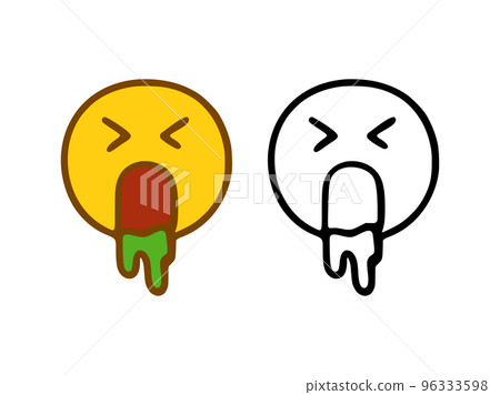 Puke emoticon in doodle style isolated on white background Puke emoticon in doodle style isolated on white background 96333598