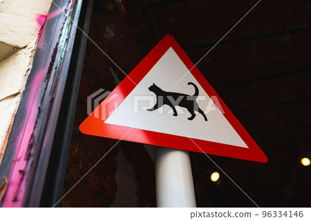 Cat protection and safety street sign in Istanbul Cat protection and safety street sign in Istanbul 96334146