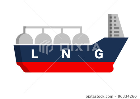 LNG 油輪圖標。液化天然氣運輸船。向量。 LNG 油輪圖標。液化天然氣運輸船。向量。 96334260