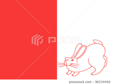 New Year's card rabbit right red and white red and white New Year's card rabbit right red and white red and white 96334408