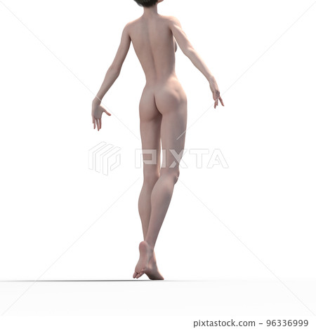 Posing woman nude perming3DCG illustration material 96336999