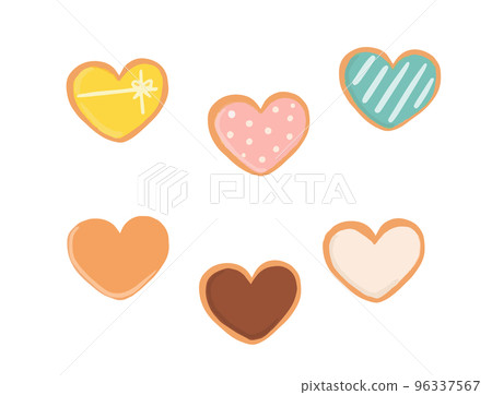 Colorful and cute heart icing cookies 96337567