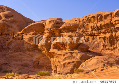 Close-up of Wadi Rum, Jordan sandstone rocks 96337654