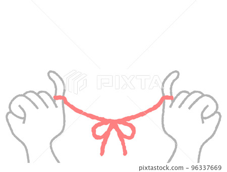 Little finger tied with the red thread of fate Crayon style 96337669