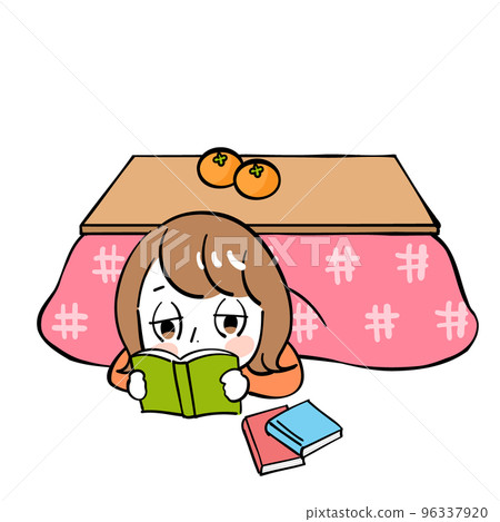 Woman, kotatsu, book, reading Woman, kotatsu, book, reading 96337920